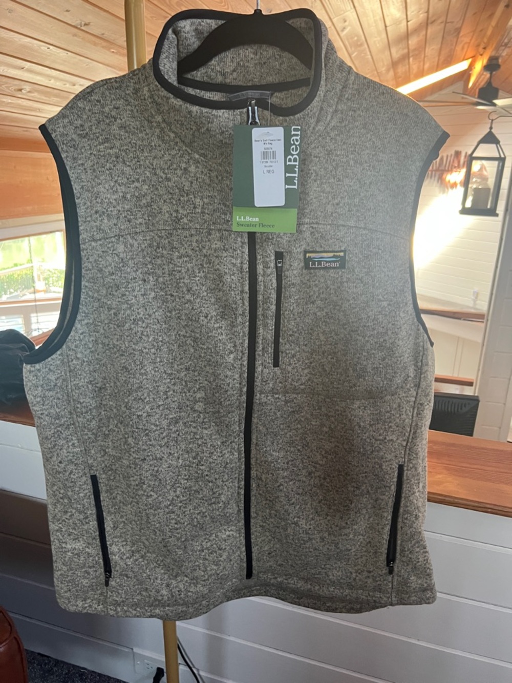 L.L. Bean Men’s Heathered Gray/olive Sweater-Fleece Vest